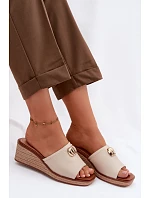 Dámske sandále na platforme s imitáciou pleteniny Sergio Leone KL325 Beige Dámske sandále na platforme s imitáciou pleteniny Sergio Leone KL325 Beige