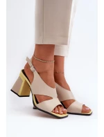 Dámske sandále na vysokom podpätku Béžová D&A