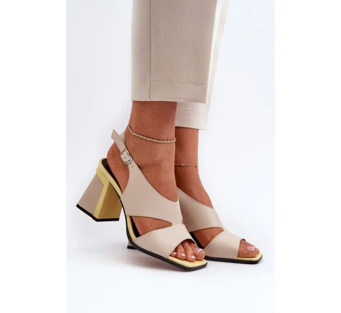 Dámske sandále na vysokom podpätku Béžová D&A