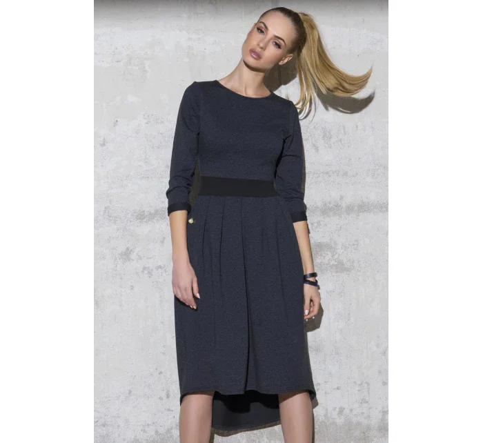 Dámske voľnočasové šaty s voľnou sukňou grafitové - Šedá / 3XL - Makadamové