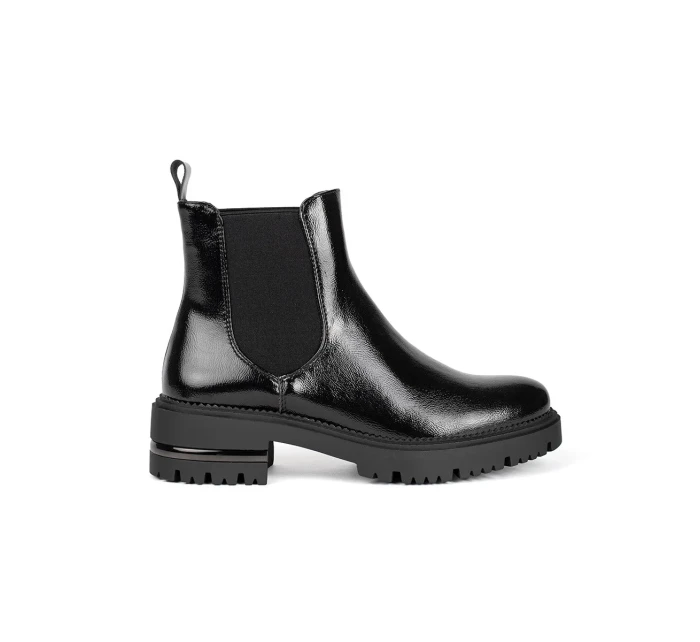 Krásné kotníčkové boty černé dámské na plochém podpatku Krásné kotníčkové boty černé dámské na plochém podpatku