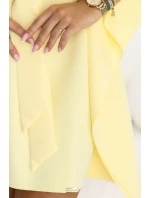 287-41 SOFIA Motýlie šaty so zaväzovaním v páse - pastelový citrón