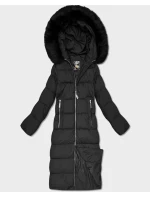 Černá dlouhá dámská zimní bunda s kapucí model 21242143 - Libland