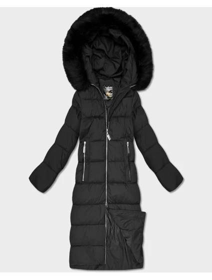 Černá dlouhá dámská zimní bunda s kapucí model 21242143 - Libland