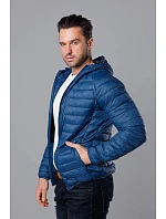 Tmavě modrá prošívaná pánská bunda s kapucí model 18345074 - J.STYLE Tmavě modrá prošívaná pánská bunda s kapucí model 18345074 - J.STYLE