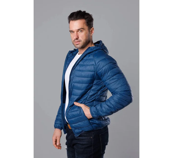 Tmavomodrá prešívaná pánska bunda s kapucňou (HM112-55) Tmavomodrá prešívaná pánska bunda s kapucňou (HM112-55)