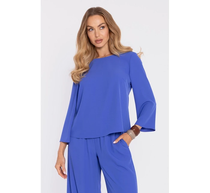 Elegantní halenka s rukávy modrá model 22040535 - Moe
