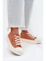 Dámské plátěné tenisky na platformě Big Star – oranžové