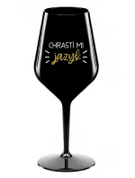 CHRASTÍ MI JAZYK - čierny nerozbitný pohár na víno 470 ml CHRASTÍ MI JAZYK - čierny nerozbitný pohár na víno 470 ml