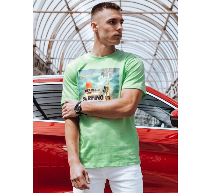Pánské zelené tričko s potiskem Dstreet model 21975071 - FashionStreet