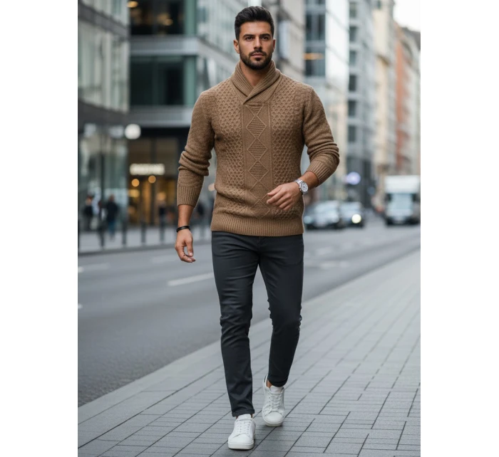 Pánský velbloudí svetr Dstreet model 21982485 - FashionStreet Pánský velbloudí svetr Dstreet model 21982485 - FashionStreet