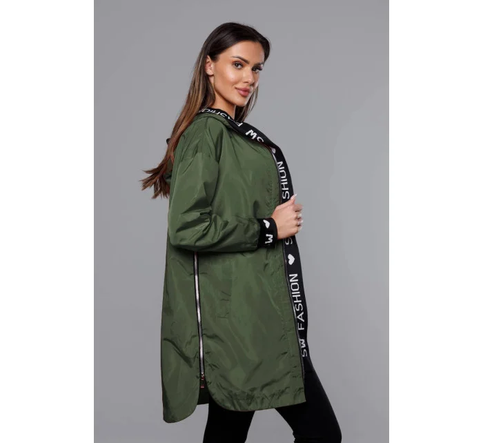 Tenká dámska bunda v khaki farbe s ozdobnou lemovkou (B8145-11) Tenká dámska bunda v khaki farbe s ozdobnou lemovkou (B8145-11)
