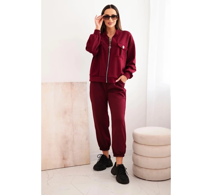 Komplet dámský máslový z viskózy s rozepínací mikinou a kalhotami model 21389310 - K-Fashion Komplet dámský máslový z viskózy s rozepínací mikinou a kalhotami model 21389310 - K-Fashion