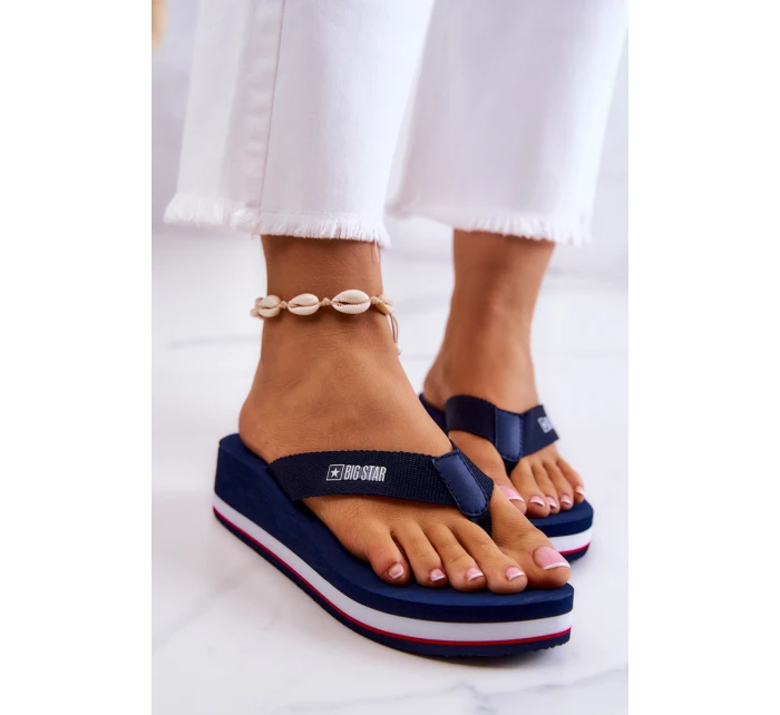 Dámské žabky na klínku Big Star model 21579653 Námořnická modrá - Big Star Shoes