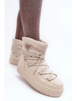 Damskie Śniegowce Na Platformie Z Wiązaniem Beżowe Fleure Damskie Śniegowce Na Platformie Z Wiązaniem Beżowe Fleure
