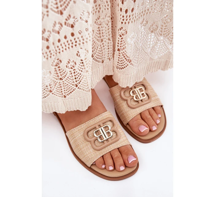 Ploché Dámské Klapky S Ozdobným Béžové model 21699564 - Boto
