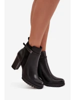 Dámské kotníkové boty na sloupku s páskem černé Mirielle