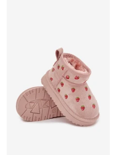 Detské snehové topánky s jahodami Gracina - ružové