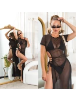 Dámske sexi plážové šaty zo sieťoviny s XXL rozparkom 210221 black - Koucla