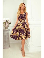 Dámske rozšírené šaty 114-13 čierno-žlté - Numoco