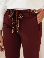 Dámské džínové kalhoty s páskem vínové Dstreet model 21981974 - FashionStreet