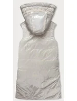 Čierno-ecru dlhá dámska obojstranná vesta (V771)