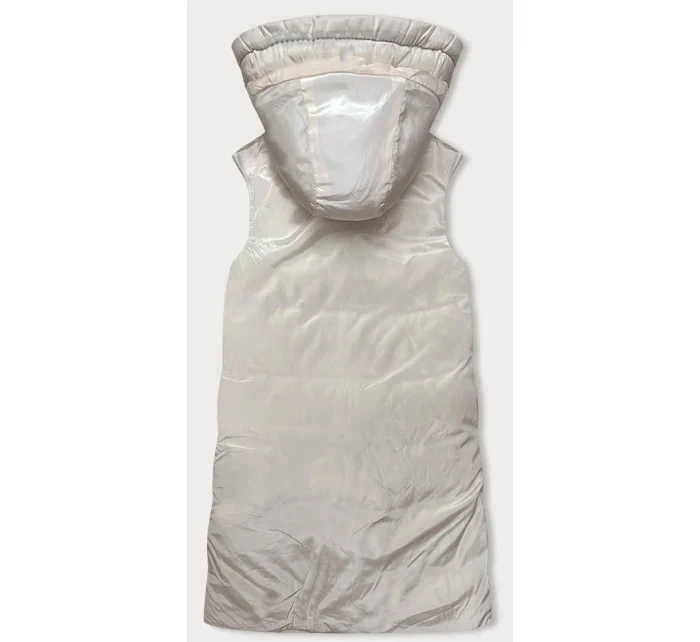 Čierno-ecru dlhá dámska obojstranná vesta (V771)