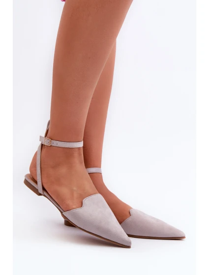 Wiązane Baleriny Eko Zamszowe Z Noskami W Szpic Szare Ellesara Wiązane Baleriny Eko Zamszowe Z Noskami W Szpic Szare Ellesara