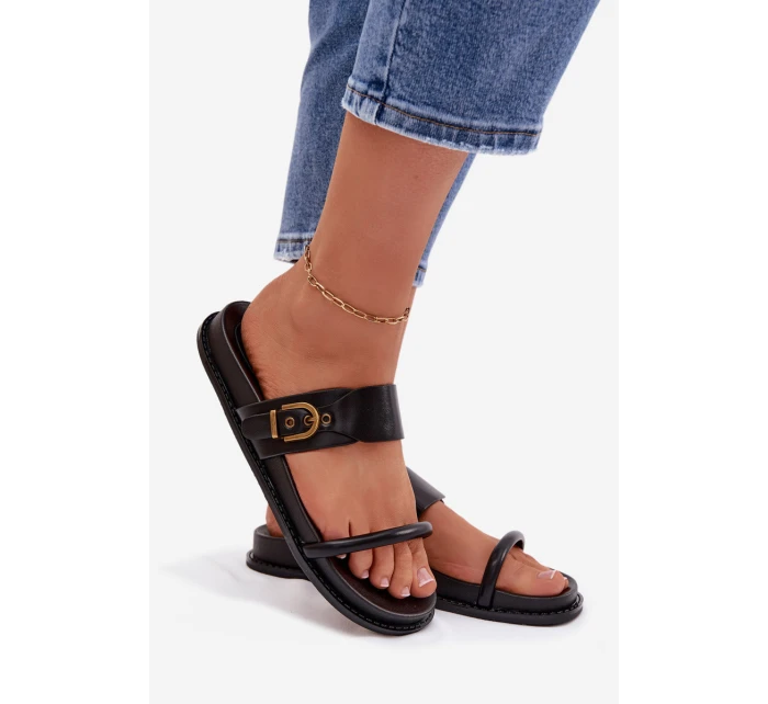 Dámské pantofle se zlatým sponou Černé Sarilisse