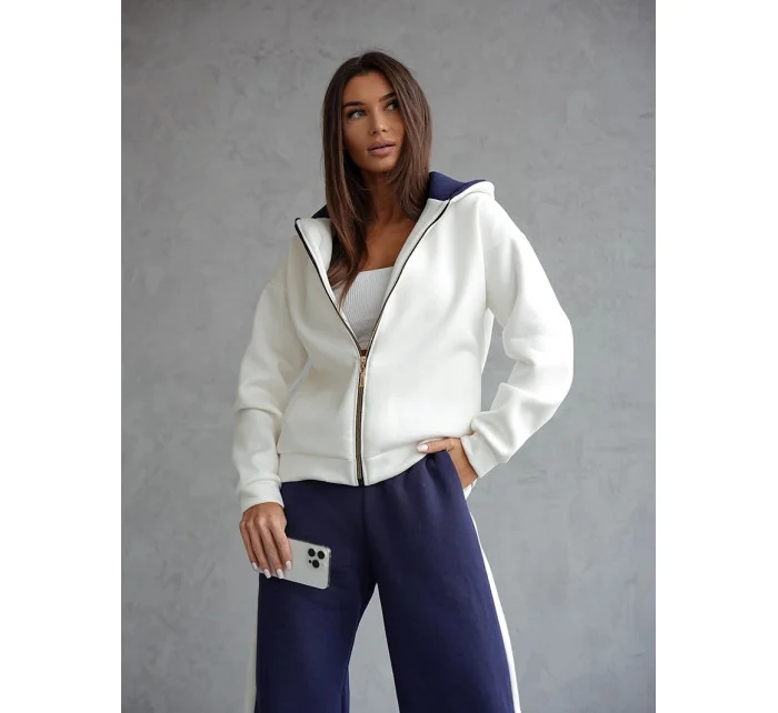 modrý hrubší dámský bavlněný komplet s rozepínací mikinou model 20905694 - Moon