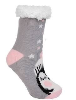 Detské zateplené ponožky Penguin šedé s nopkami