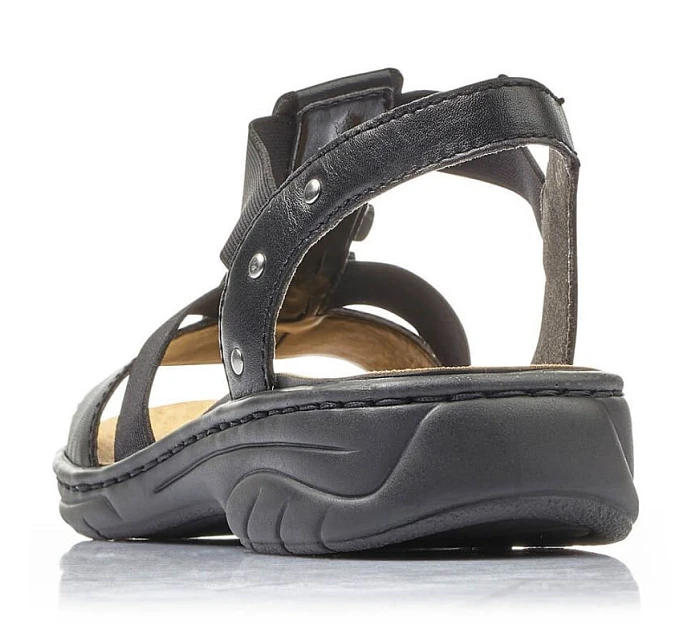 Čierne kožené sandále Rieker W 64580 dámske