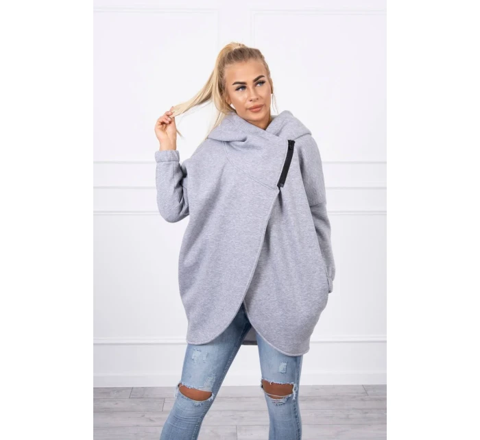 Šedá mikina s krátkým zipem