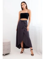 Dámska bavlnená maxi sukňa so zaväzovaním graphite