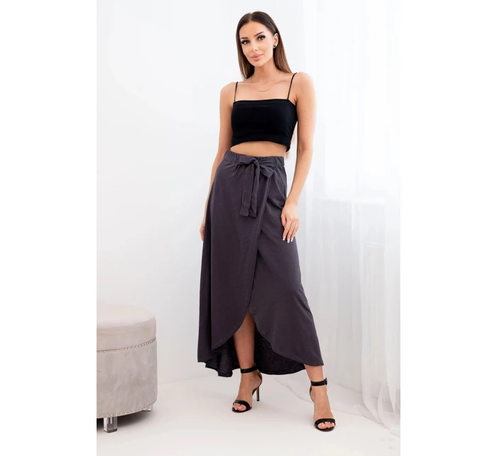 Dámska bavlnená maxi sukňa so zaväzovaním graphite
