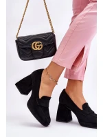 Zamszowe Czółenka Na Masywnym Obcasie I Platformie Czarne Adriel