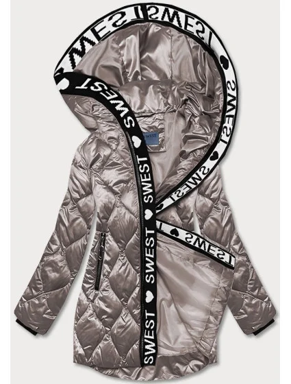 Béžová dámska bunda s ozdobnou lemovkou (B8113-12) Béžová dámska bunda s ozdobnou lemovkou (B8113-12)