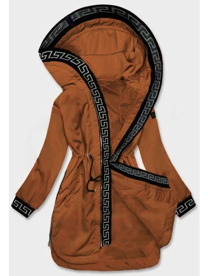 Tenká dámská bunda v karamelové barvě s ozdobnou lemovkou model 21371209 - S'WEST
