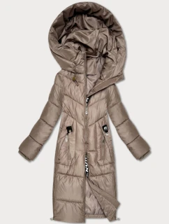 Tmavobéžová zimná bunda do polovice stehien S'West (B/R8535-12)