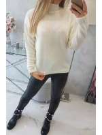 Polovičný rolákový sveter ecru