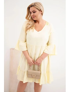 Dámske šaty z viskózy v nadmernej veľkosti s lemovaním Azura Yellow