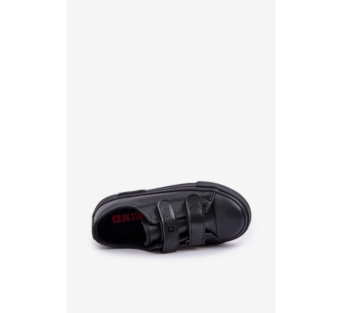Dětské kožené tenisky na suchý zip BIG STAR model 21594834 Černá - Big Star Shoes Dětské kožené tenisky na suchý zip BIG STAR model 21594834 Černá - Big Star Shoes