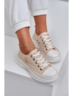 Damskie Trampki Na Masywnej Podeszwie Big Star NN274127 Beżowe Damskie Trampki Na Masywnej Podeszwie Big Star NN274127 Beżowe