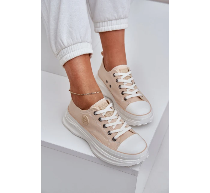 Damskie Trampki Na Masywnej Podeszwie Big Star NN274127 Beżowe Damskie Trampki Na Masywnej Podeszwie Big Star NN274127 Beżowe