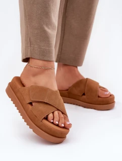 Dámské Pantofle Na Platformě S Pásky Camel model 21696072 - Boto