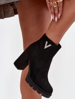 Dámské zimní boty na podpatku s ozdobným detailem černé model 21711592 - Boto