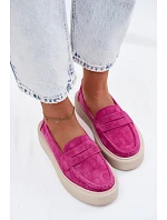 Mokasiny z pravé semišové kůže na platformě Vinceza Fuksja Mokasiny z pravé semišové kůže na platformě Vinceza Fuksja