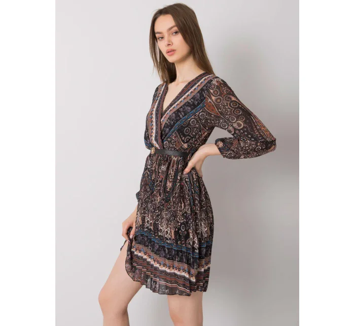 Šaty DHJ SK 10201.93P čierna a béžová