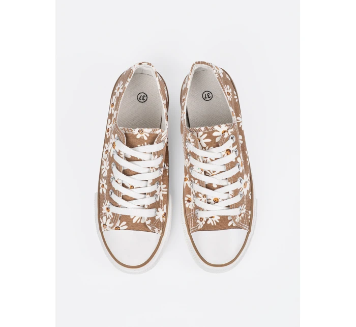 Výborné hnědé tenisky dámské bez podpatku Výborné hnědé tenisky dámské bez podpatku