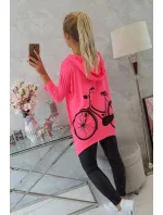 Mikina s potiskem kola růžová neonová Mikina s potiskem kola růžová neonová